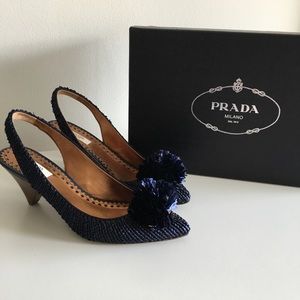 Prada Rafia Ricamo Blue